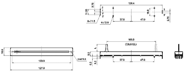 S0081G-xy3-, Slide Potentiometers 16 mm