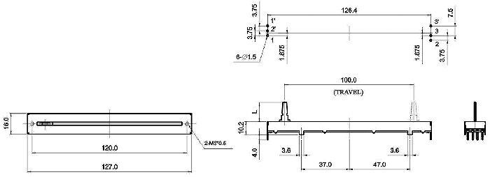 S0082G-xy1-, Slide Potentiometers 16 mm