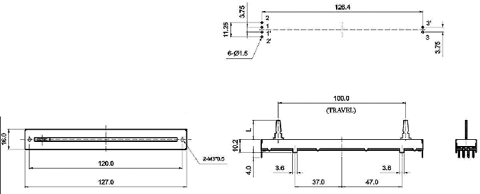 S0083G-xy1-, Slide Potentiometers 16 mm