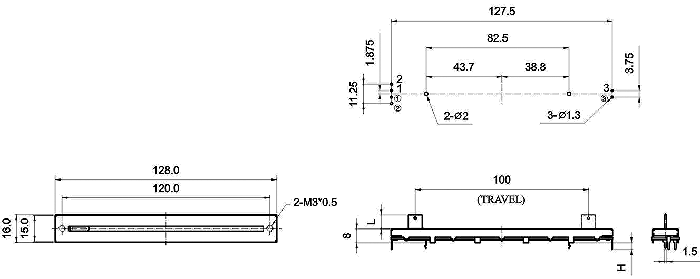 S0091G-xyz-, Slide Potentiometers 16 mm