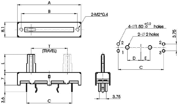 S__43N-_A3-, Slide Potentiometers 8 mm