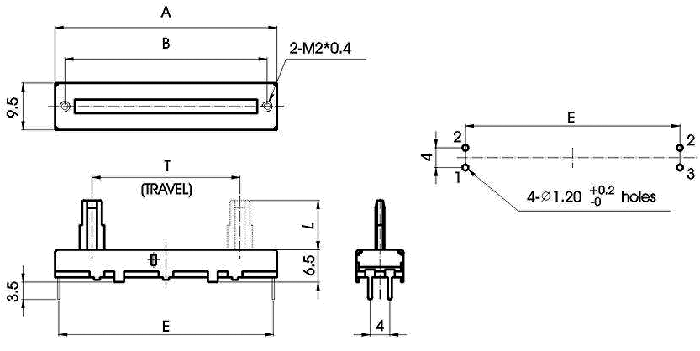 S__33S-_A2-, Slide Potentiometers, 9,5 mm