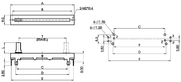 S__21G-_A3-, Slide Potentiometers 9 mm