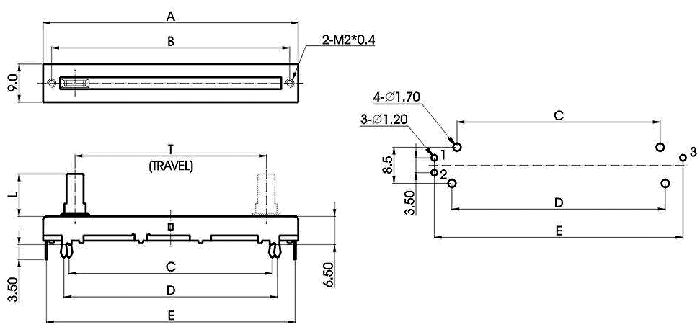 S__21N-_A1-, Slide Potentiometers 9 mm