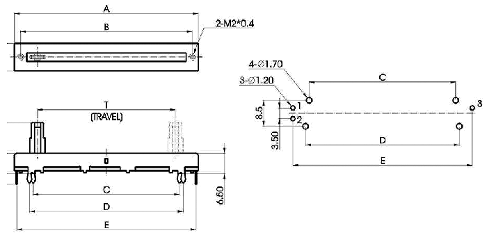 S__23N-_A1-, Slide Potentiometers 9 mm