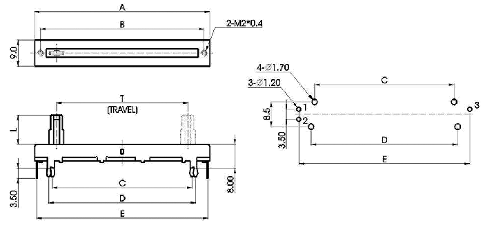 S__23N-_A3-, Slide Potentiometers 9 mm