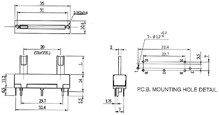 C20L_N-_A1-, Slide Potentiometers