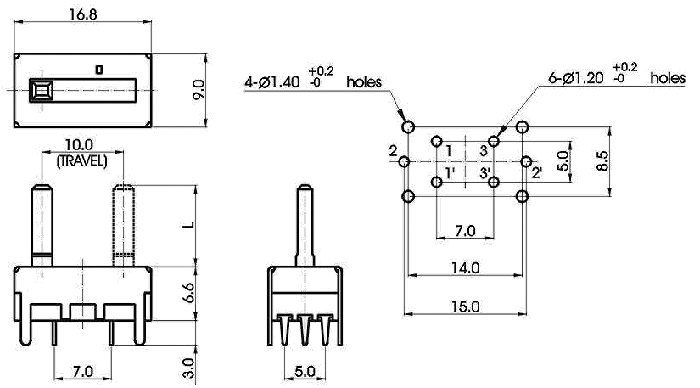 S1001G-_A1-, Slide Potentiometers