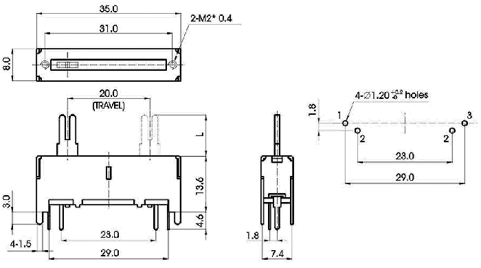 S2006N-_A1-, Slide Potentiometers